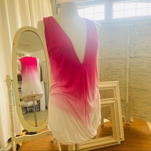 Sexy plunge vneck Tie-dye/Ombre Drape Front Top
